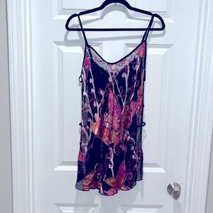 Shirley of Hollywood Sheer SILK VTG chemise lingerie slip dress top butterflies